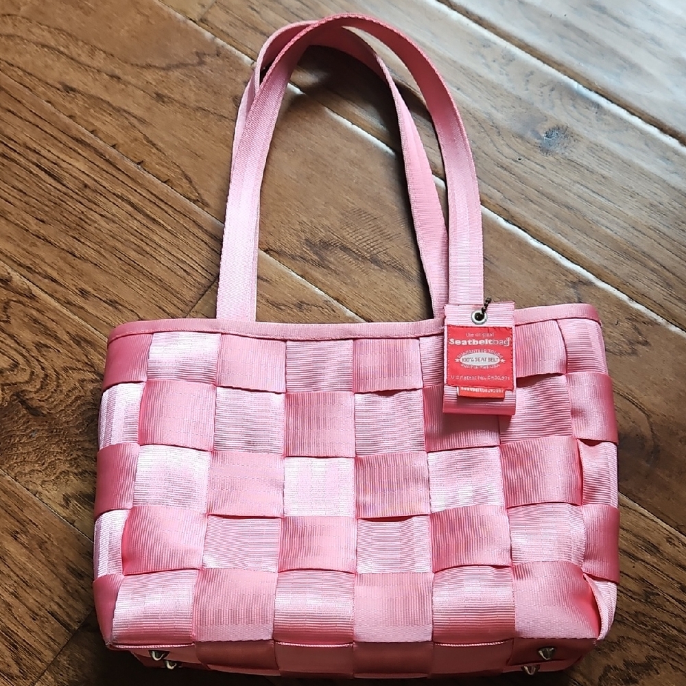 Pink Woven Tote Bag